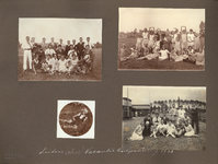 222564 Bladzijde uit een fotoalbum met foto's van leiders en leidsters van de Utrechtse Arbeiders Gymnastiekvereniging ...